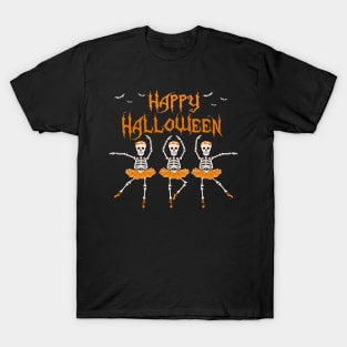 Happy Halloween Skeleton Ballerina TShirt - Dancing Ballet T-Shirt